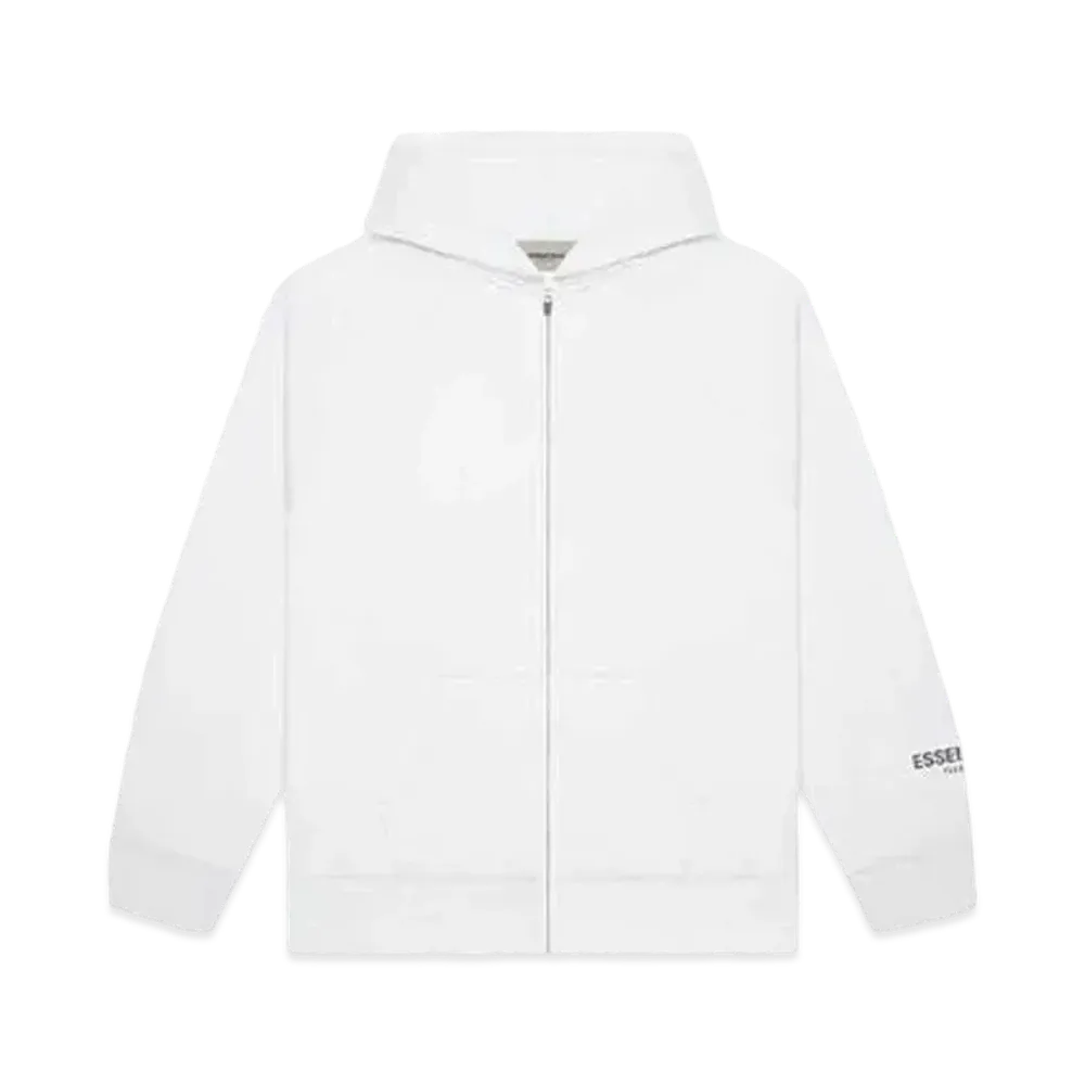 FEAR OF GOD ESSENTIALS 3D Silicon Applique Full Zip Up Hoodie "White"