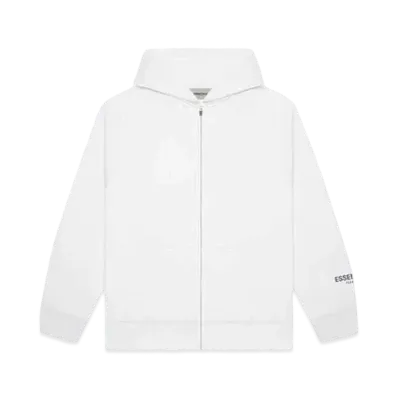 FEAR OF GOD ESSENTIALS 3D Silicon Applique Full Zip Up Hoodie "White"