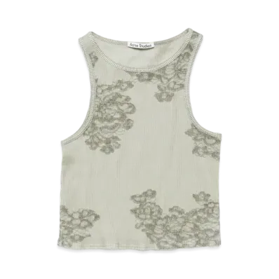 Acne Studios Printed Lace Tank Top "Sage Green"