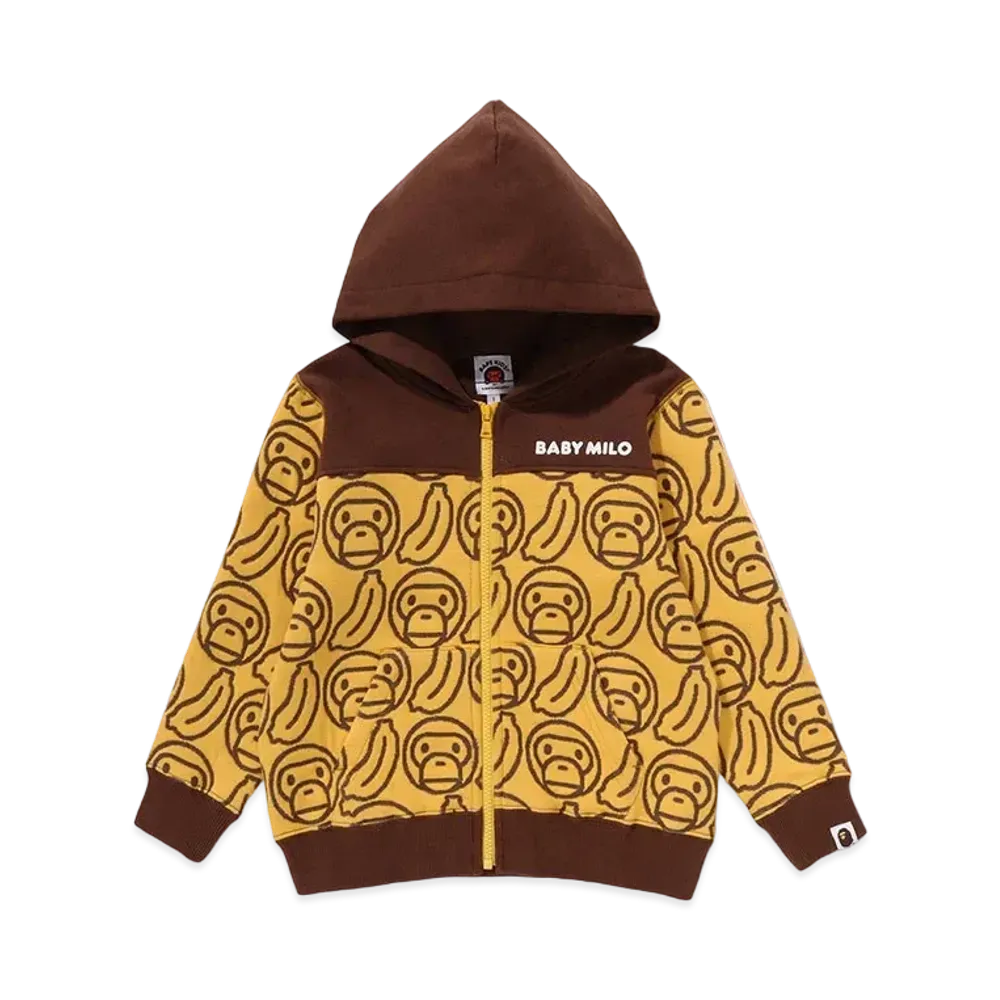 A BATHING APE Banana Milo Knit Jacquard Zip Hoodie "Yellow"