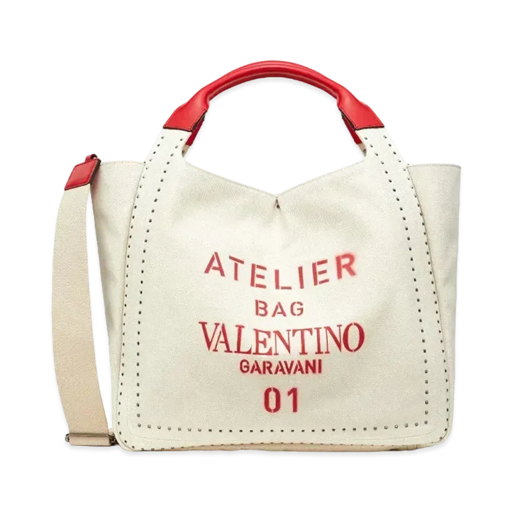 Valentino Large Garavani Atelier Bag 01 Metal Stitch Edition Tote "Natural"