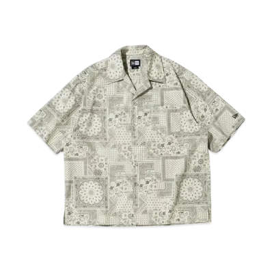 NEW ERA Short Sleeve Open Collar Shirt Floral Paisley "Stone"