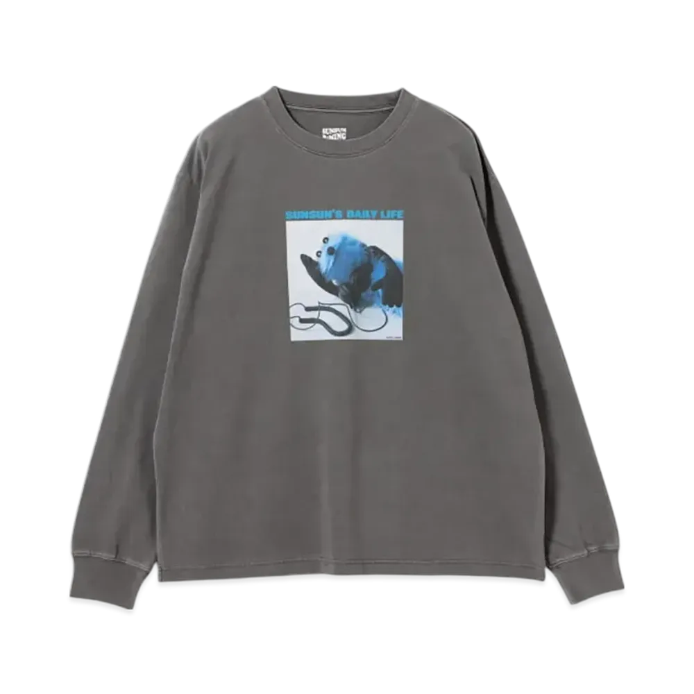 B:MING by BEAMS x PUPPET SUNSUN / Fade Photo Print Long Sleeve T-Shirt Music "InkBlack"