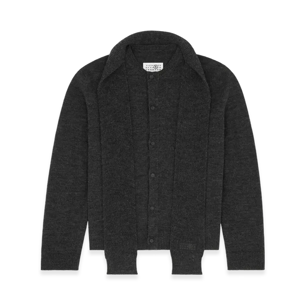 MM6 Maison Margiela Men's Scarf Knit Cardigan "Dark Gray"