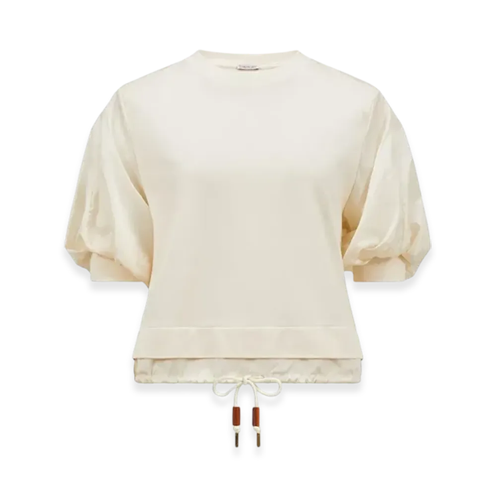MONCLER Puff Sleeve Cotton T-Shirt "White"