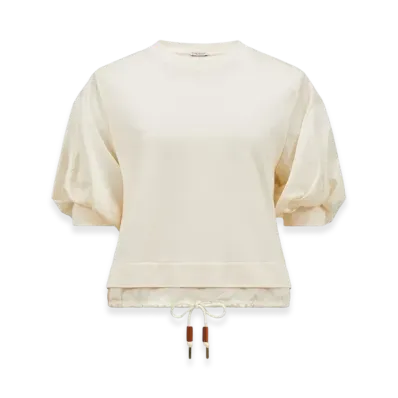 MONCLER Puff Sleeve Cotton T-Shirt "White"