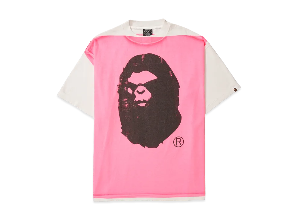 SAINT Mxxxxxx x A BATHING APE BAPE SS Tee Handprint "White/Pink"