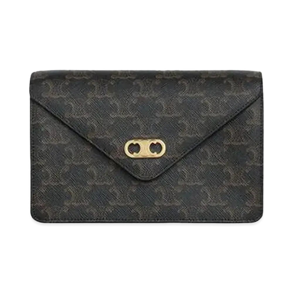 CELINE Maillon Triomphe Wallet on Chain in Triomphe Canvas  "Tan"