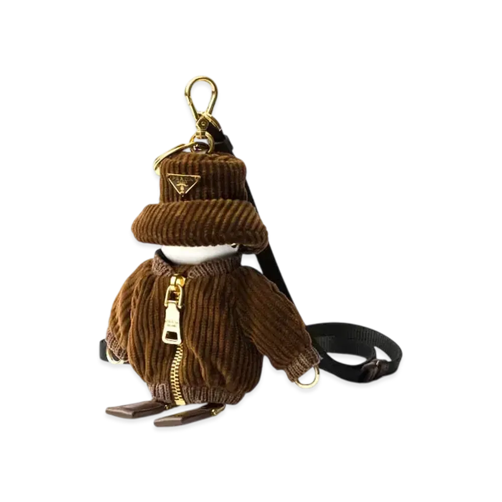 PRADA Soft Robot Corduroy Bag Charm "Brown"