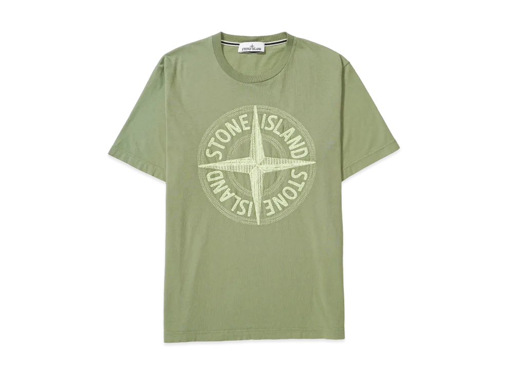 Stone Island 21580 Stitches Three Embroidery Short Sleeve T-Shirt - 23SS "Sage Green"