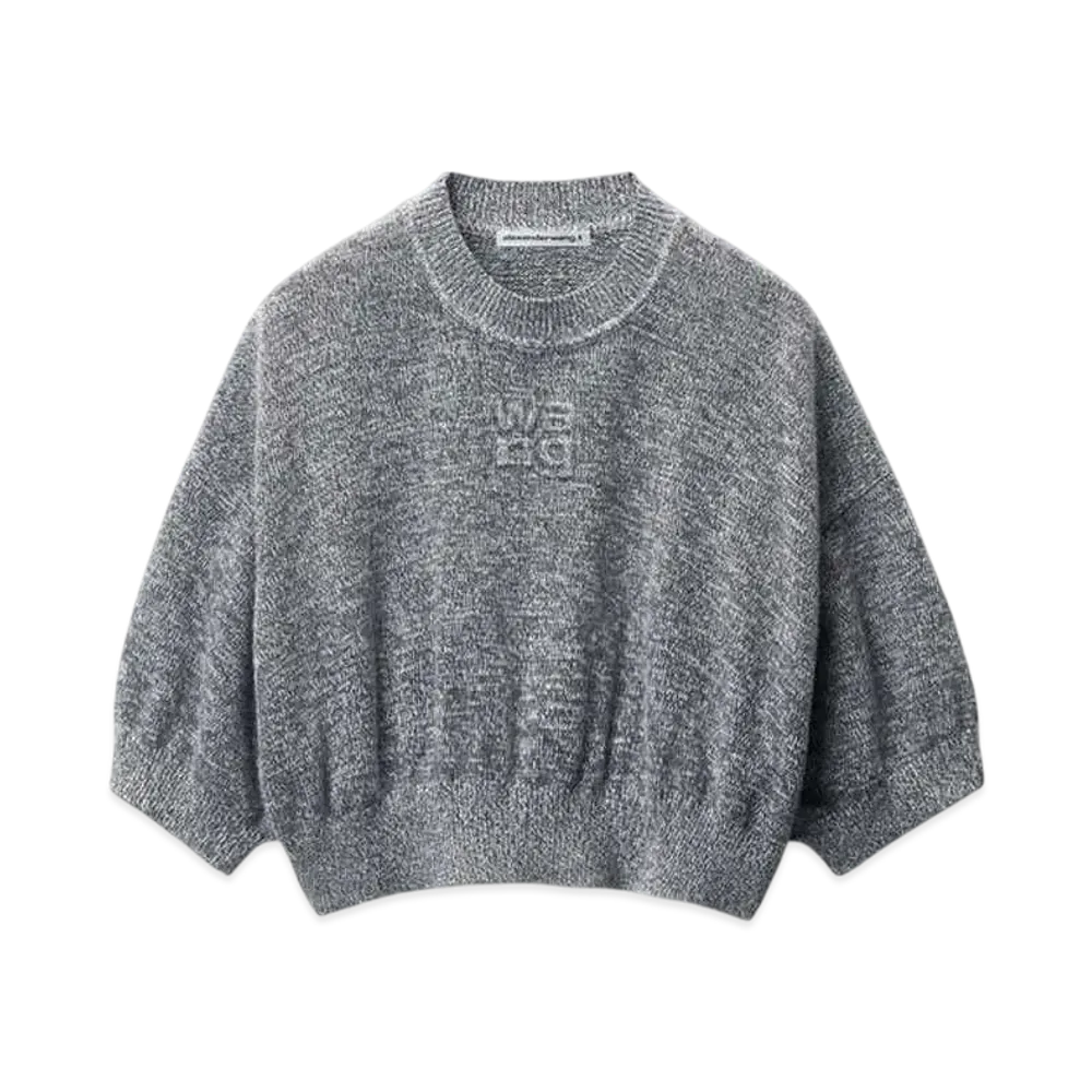 Alexander Wang Logo Embossed High-Frequency Cropped Tee "Grey Multi"
