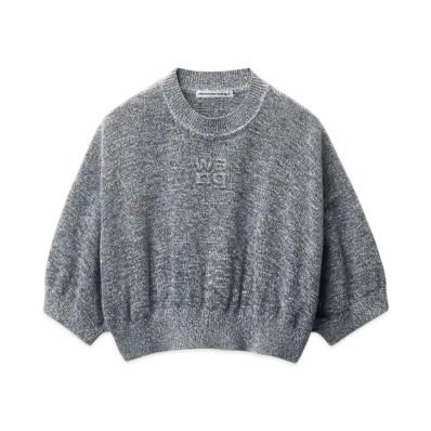 Alexander Wang Logo Embossed High-Frequency Cropped Tee "Grey Multi"