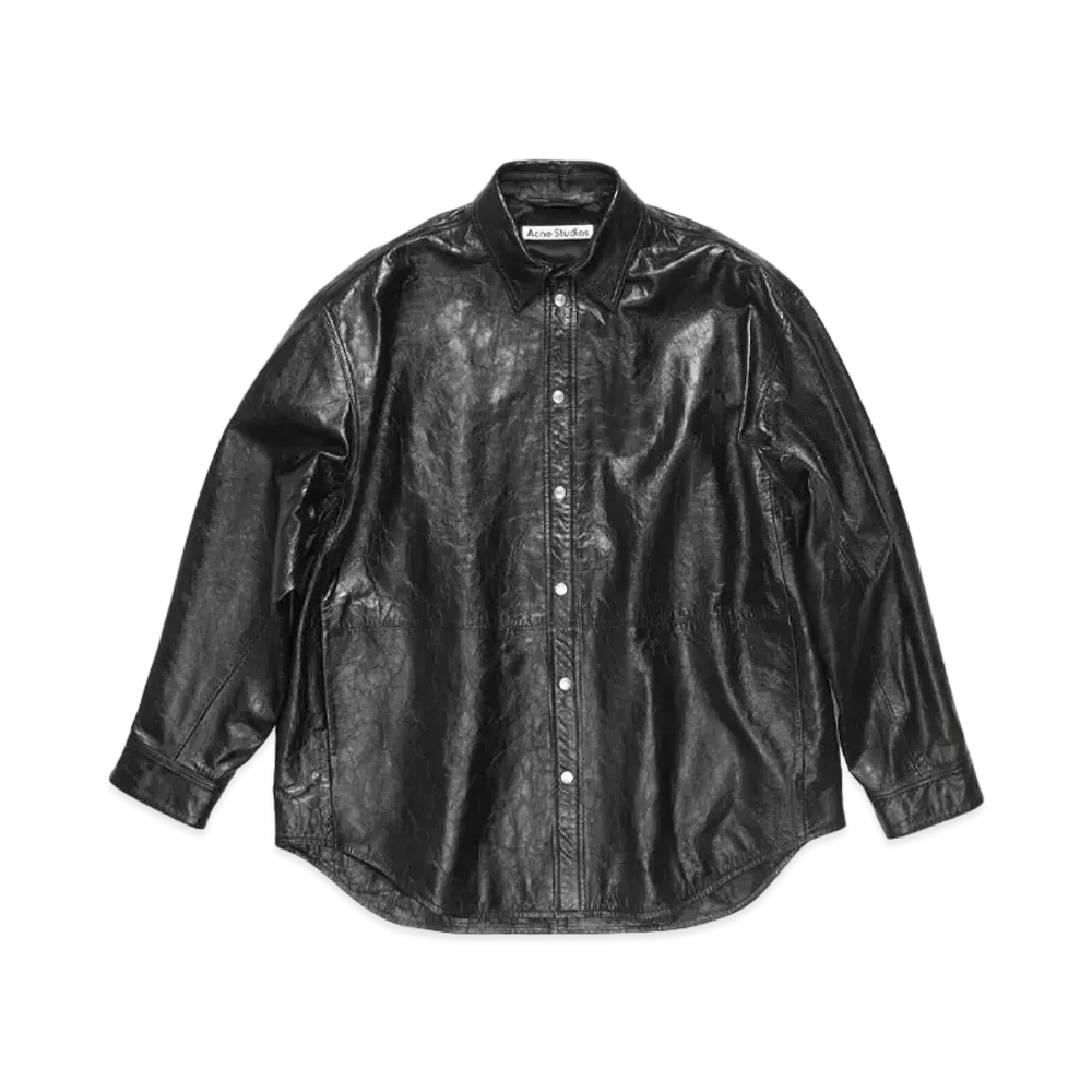 Acne Studios Leather Shirt Jacket "Black"