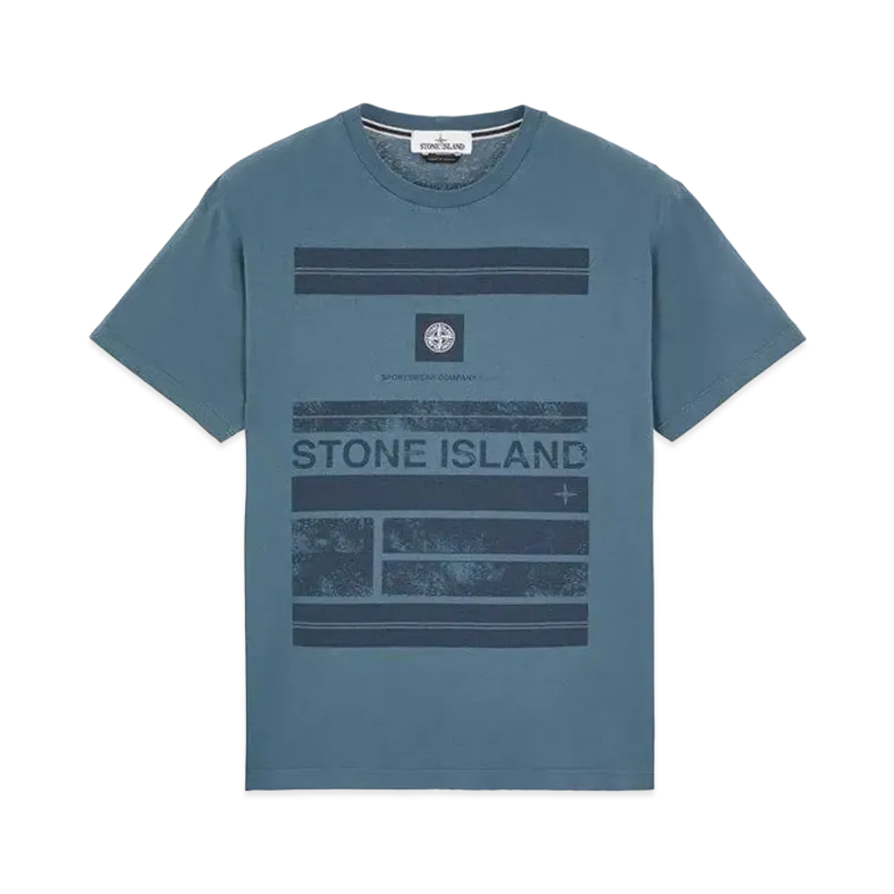 Stone Island 2NS78 COTTON JERSEY 'MOSAIC ONE' PRINT_SLIM FIT "Teal"