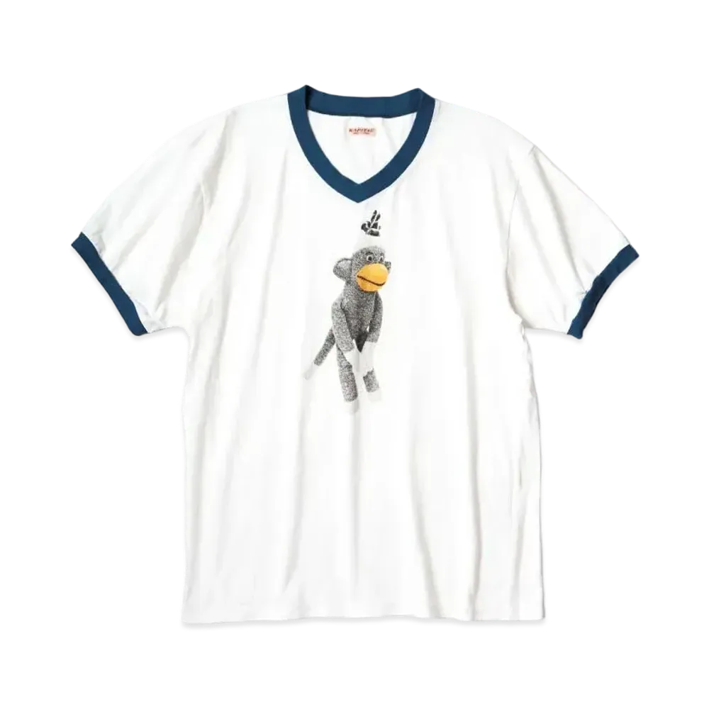 KAPITAL 20 India V Neck Ringer Tee "White"