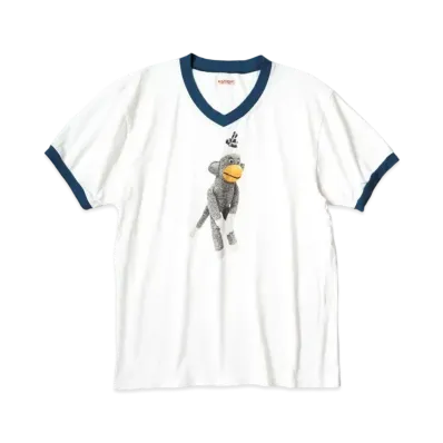 KAPITAL 20 India V Neck Ringer Tee "White"