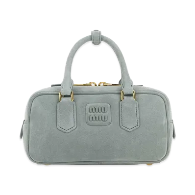 MIU MIU Women's Suede Arcadie Handbag "Powder Blue"