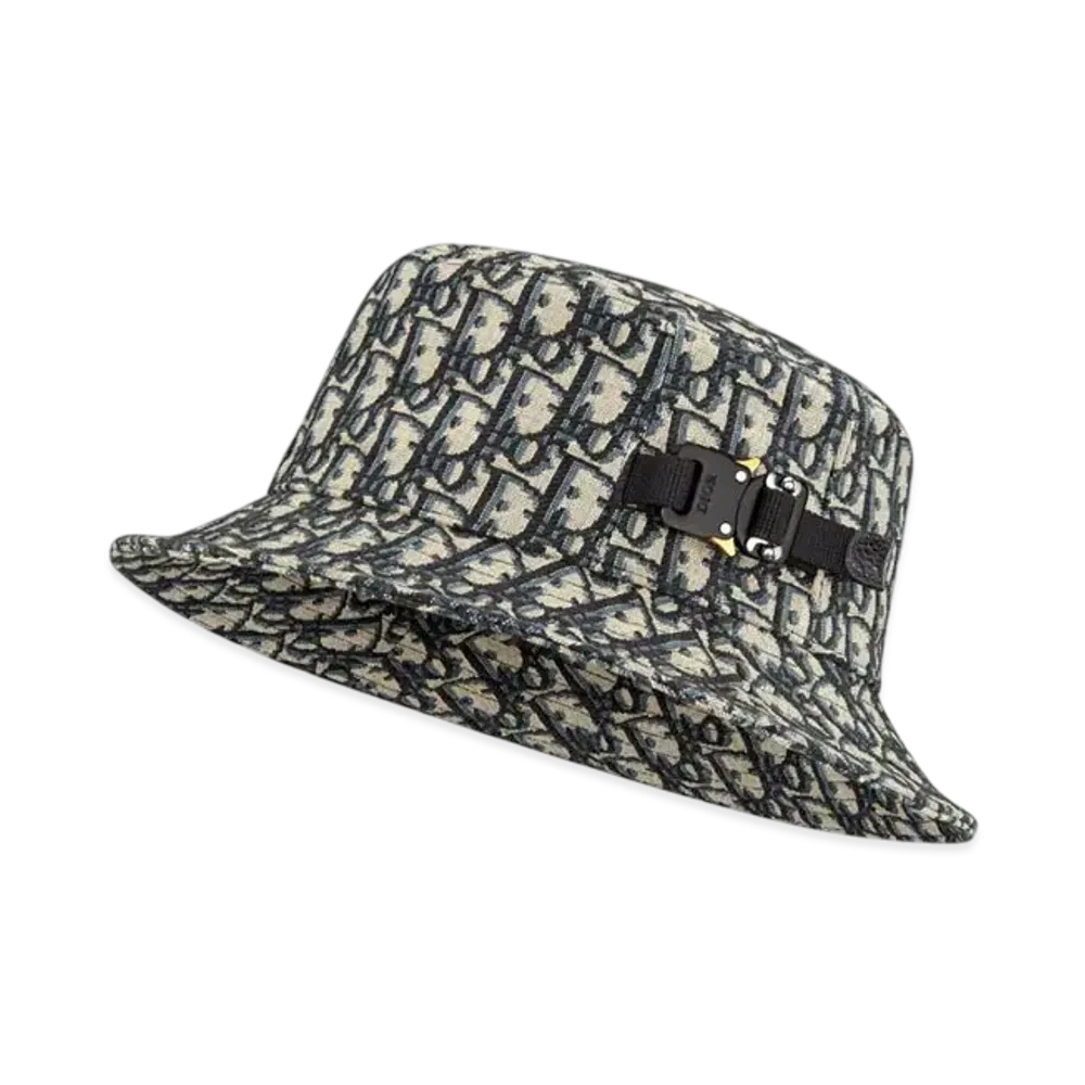 Dior Oblique Bucket Hat Blended Cotton Jacquard "Navy Blue/Beige"