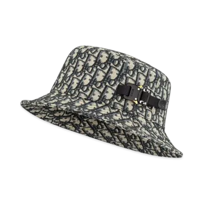 Dior Oblique Bucket Hat Blended Cotton Jacquard "Navy Blue/Beige"