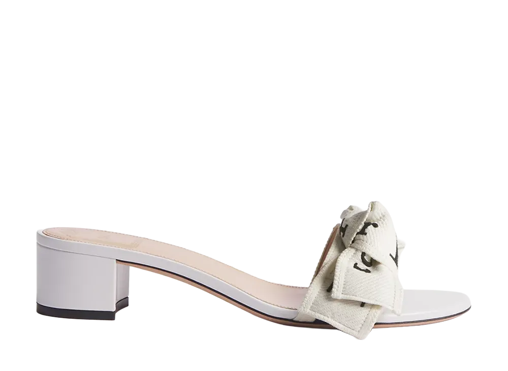 Dior Women's J'Adior Heeled Slide Embroidered Cotton "Ivory"