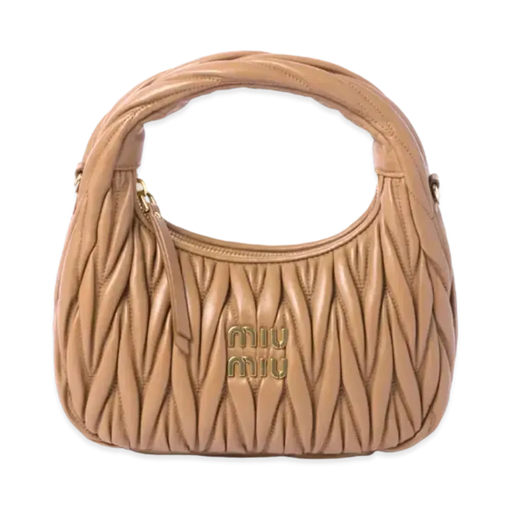MIUMIU Wander Matelasse Nappa Leather Hobo Bag "Camel"