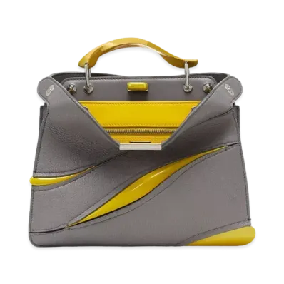 MAD x FENDI Peekaboo ISeeU Small Leather Aluminum Bag "Gray/Yellow"