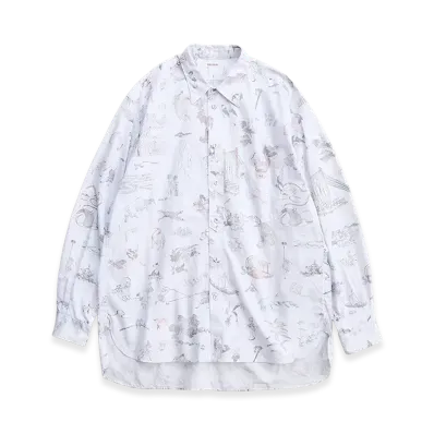 NICENESS Bangalter Hokusai Print Classic Shirt "Pale Blue"