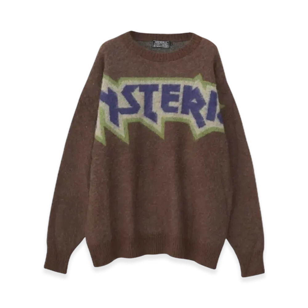 HYSTERIC GLAMOUR Maiden Logo Jacquard Sweater "Brown"