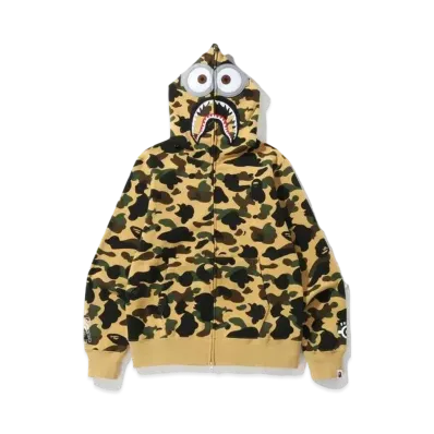 A BATHING APE MINIONS 1ST CAMO SHARK FULL ZIP HOODIE "Yellow"