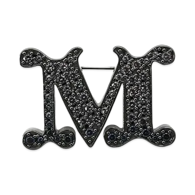 Max Mara Women's Facella Crystal Monogram Brooch "Black"