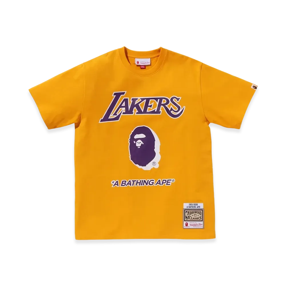 A BATHING APE x Mitchell & Ness x NBA Los Angeles Lakers Tee "Yellow"
