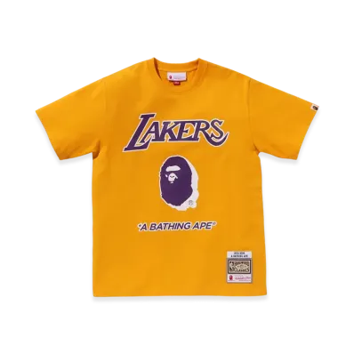 A BATHING APE x Mitchell & Ness x NBA Los Angeles Lakers Tee "Yellow"