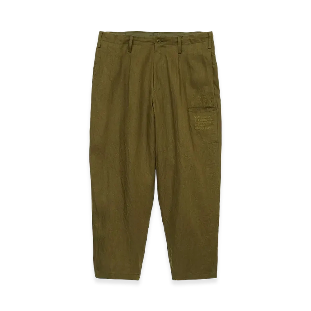 S'YTE x GDC Vintage Linen Chino Cloth Octagon Star Embroidery Waist-String Pants "Khaki"