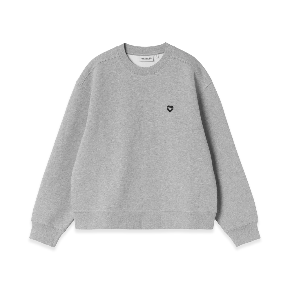 Carhartt WIP Women's Small Heart Patch Sweatshirt "Grey Heather/Black"