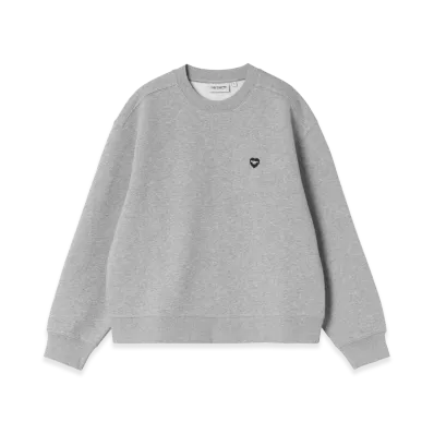 Carhartt WIP Women's Small Heart Patch Sweatshirt "Grey Heather/Black"