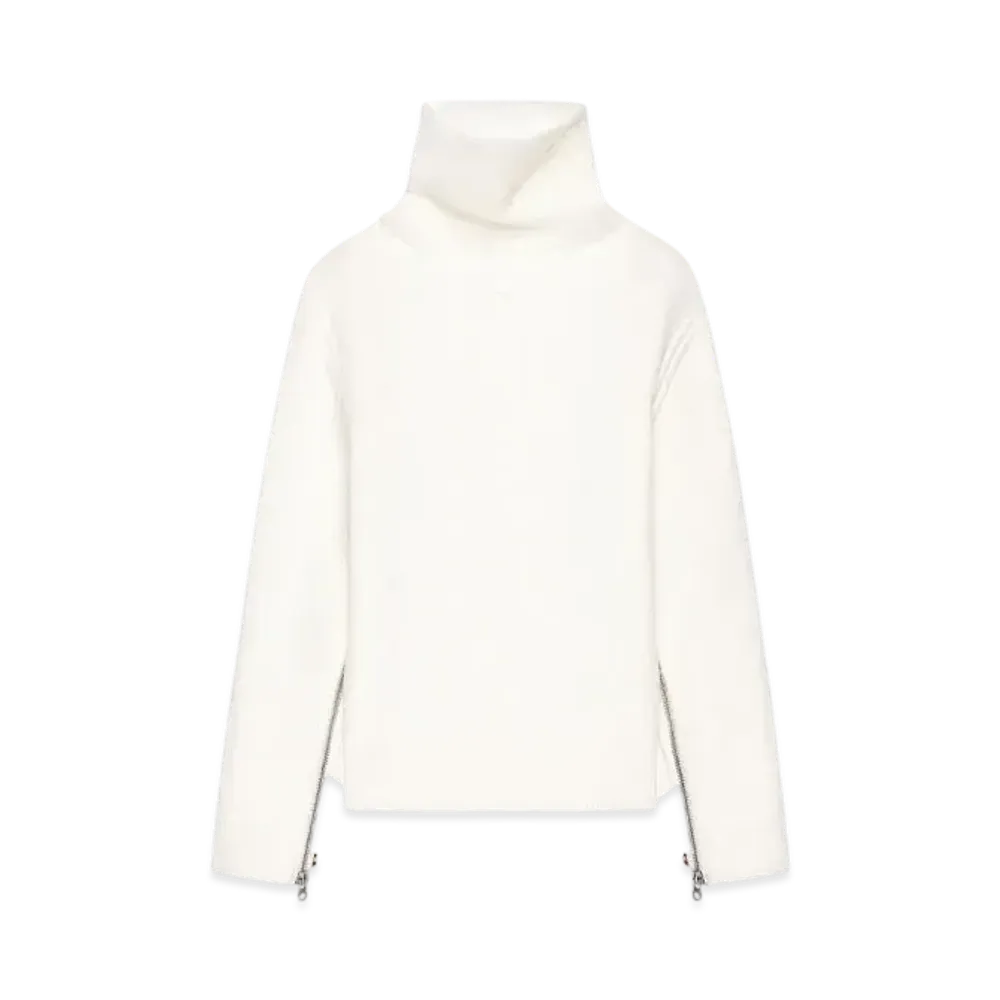 Courreges Oversized Mockneck Knit Sweater "Natural Beige"