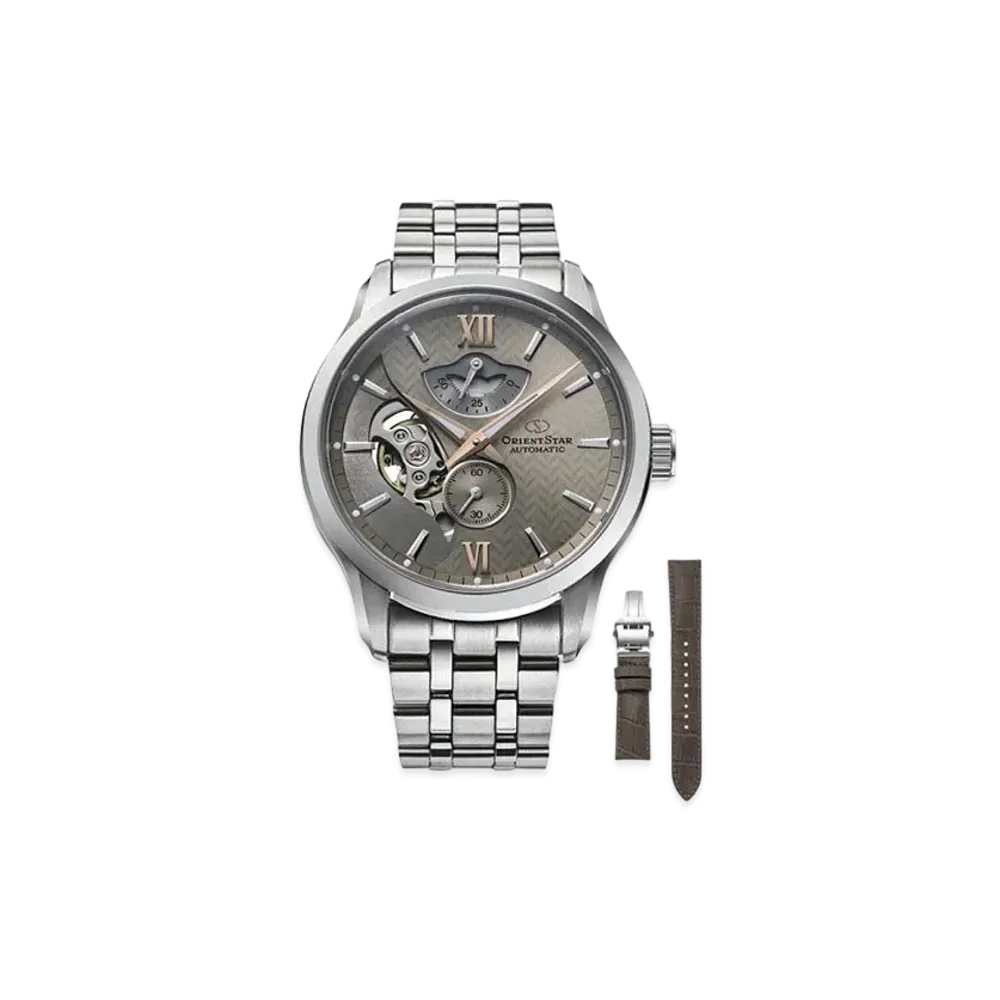 ORIENT STAR Contemporary Collection Layered Skeleton with Leather Replacement Band with ORIENT STAR Limited RK-AV0B06N