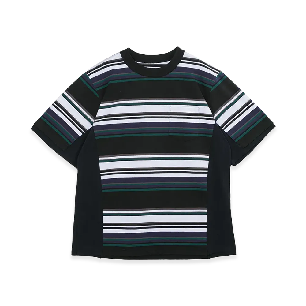 sacai Stripe Cotton Jersey T-Shirt "Black"