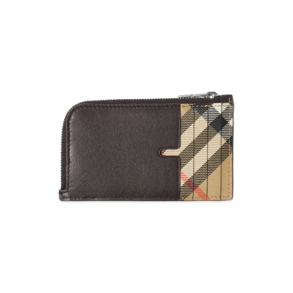 Burberry Pop Check Zip Card Case "Sand Beige"