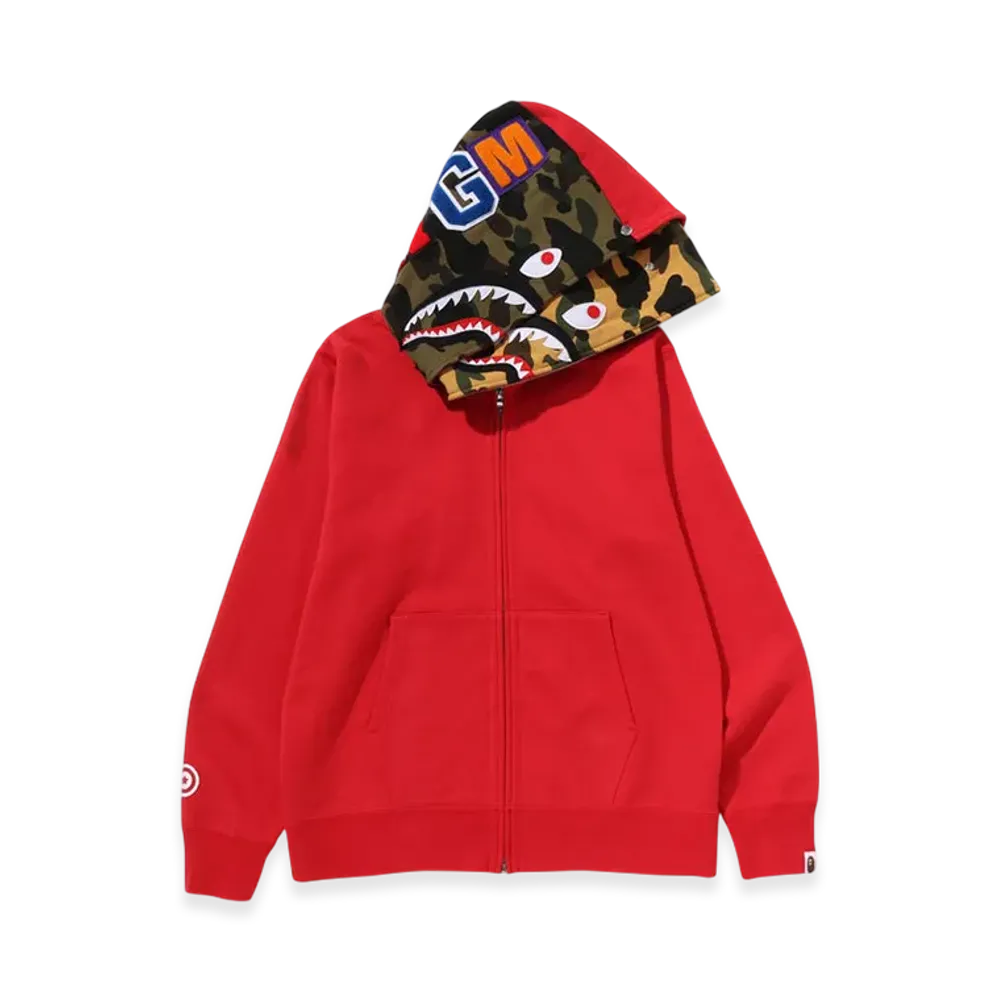 A BATHING APE Shark Full Zip Double Hoodie "Red"
