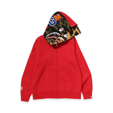 A BATHING APE Shark Full Zip Double Hoodie "Red"