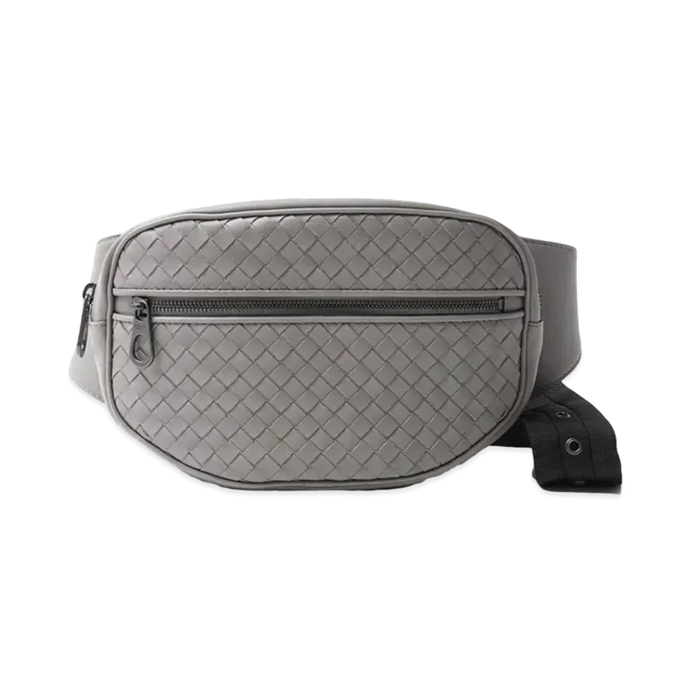 Bottega Veneta Intrecciato leather Belt Bag "Gray"