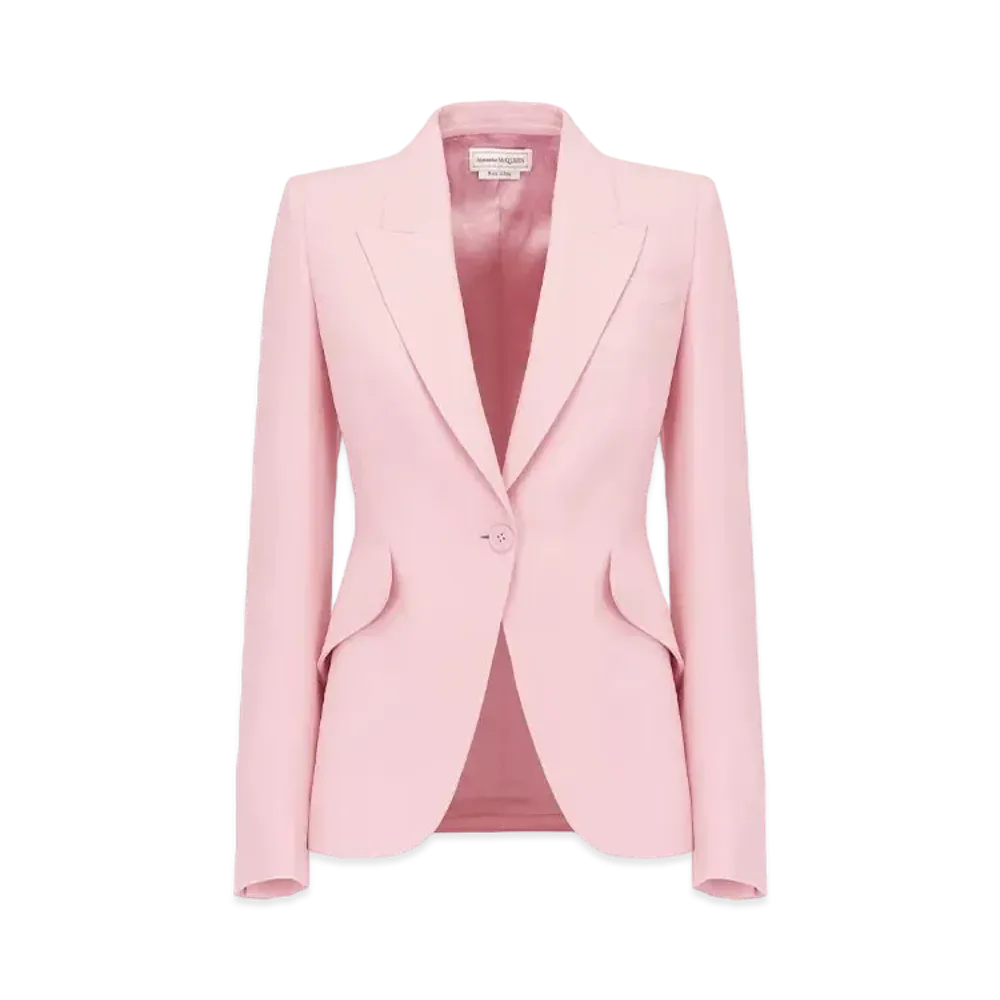 Alexander McQUEEN Peak Shoulder Leaf Crepe Jacket "Sakura Pink"