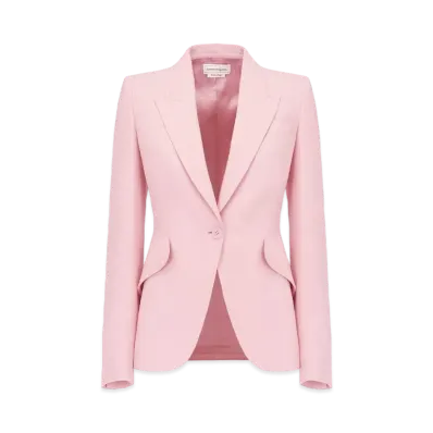 Alexander McQUEEN Peak Shoulder Leaf Crepe Jacket "Sakura Pink"