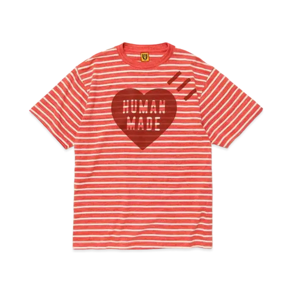 HUMAN MADE Striped Heart T-Shirt "Pink"
