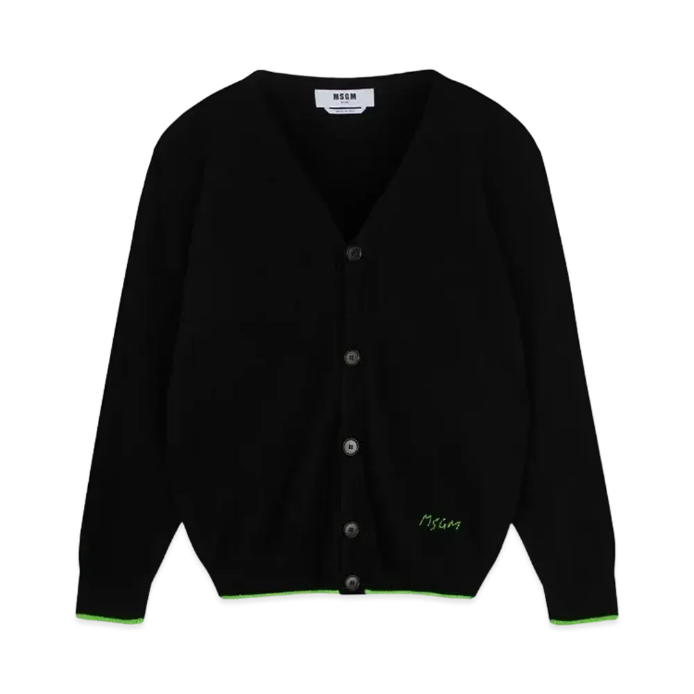 MSGM Cardigan In Virgin Wool And Cashmere "Black"