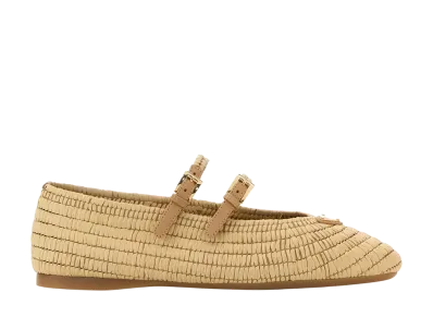 PRADA Women's Crochet Ballet Flats "Beige"