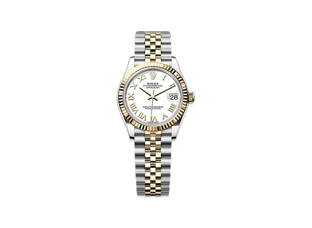 ROLEX Datejust 31 in Oystersteel and Yellow Gold "White"