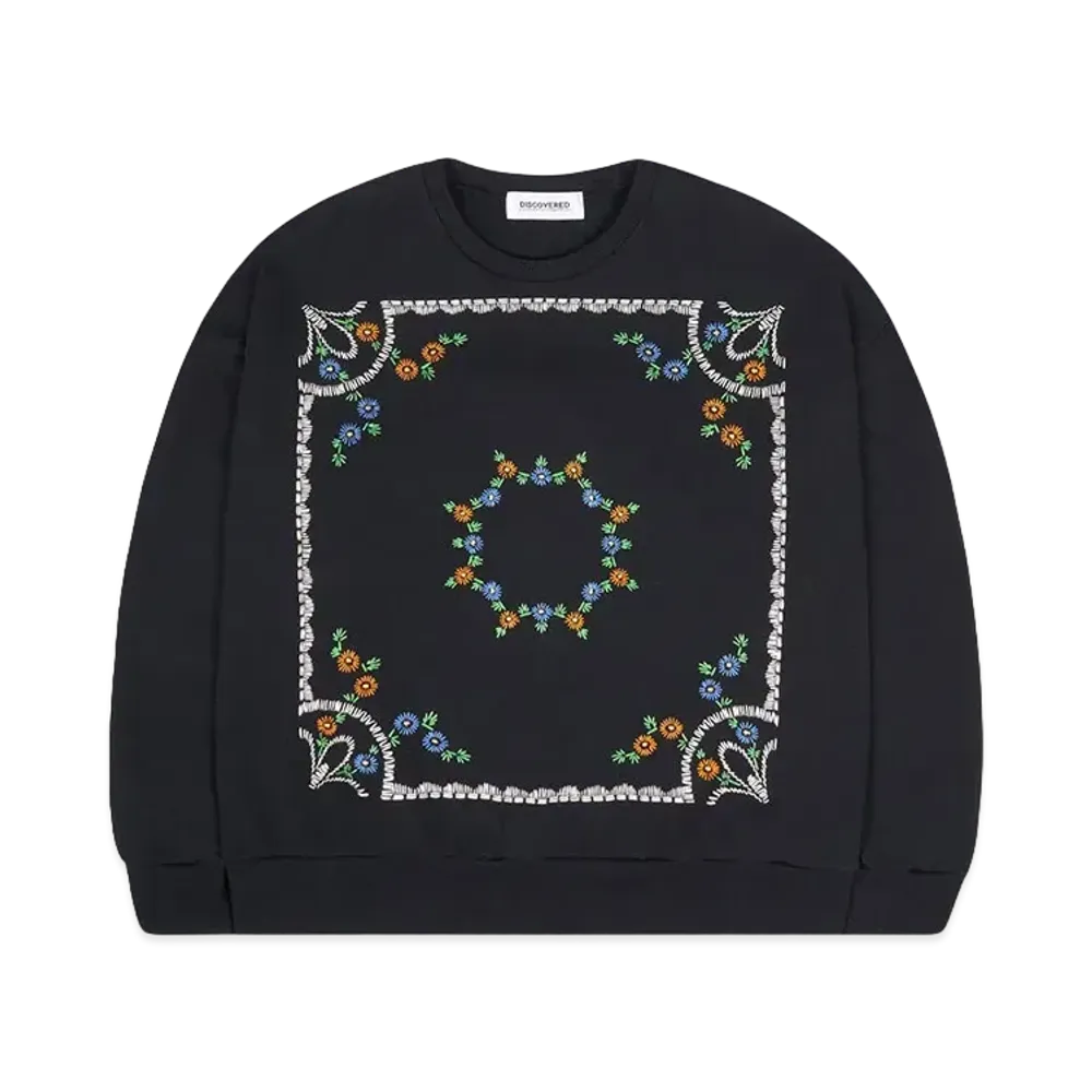 DISCOVERED FLOWER EMBROIDERY SWEAT "BLACK"