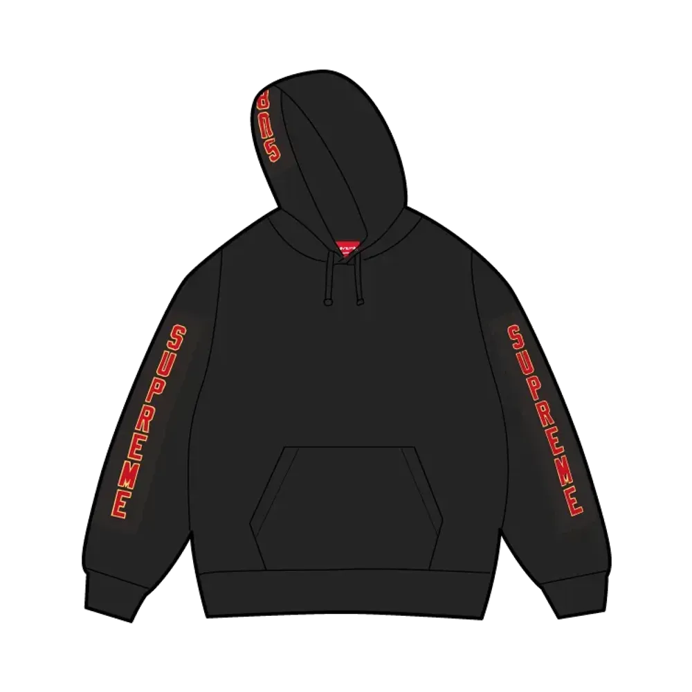 Supreme Woven Patches Hooded Sweatshirt "Black"